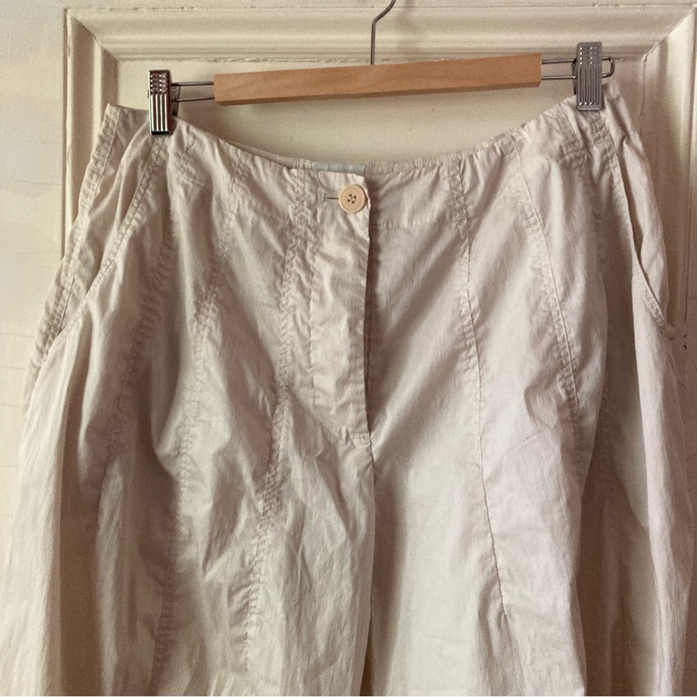 Rundholz ivory white parachute pants button fly pockets avant garde lagenlook M - Picture 2 of 9